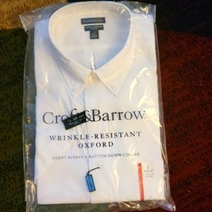 New in plastic White Sort Sleeve Oxford Shirt L 16 1/2-17